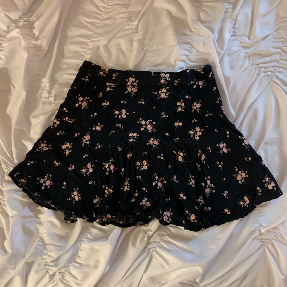 Black Floral Mini Skirt